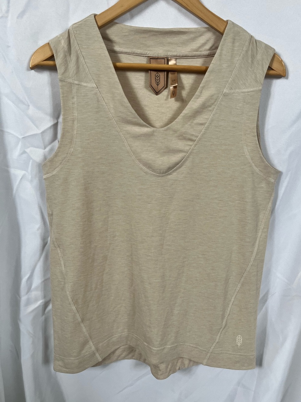 Classic V-Neck Sleeveless Tank Top in Light Beige